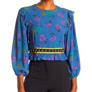 Anemone Floral Studded Ruffle Blouse
RED VALENTINO Small